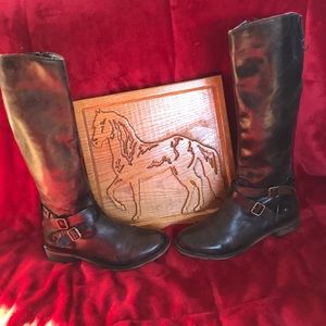 Awesome chocolate brown leather boots size 8 1/2